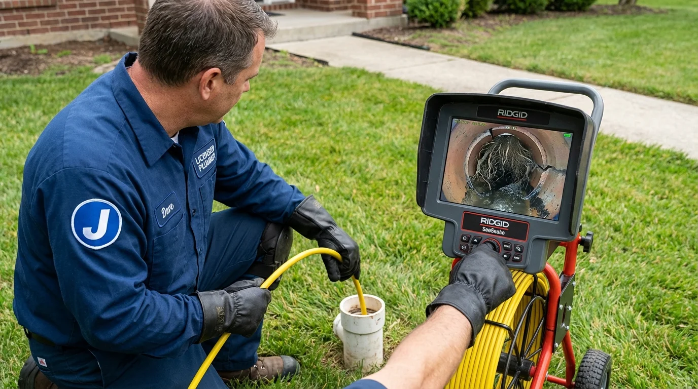 Sewer camera inspection being performed by Johns Plumbing LLC in Macomb