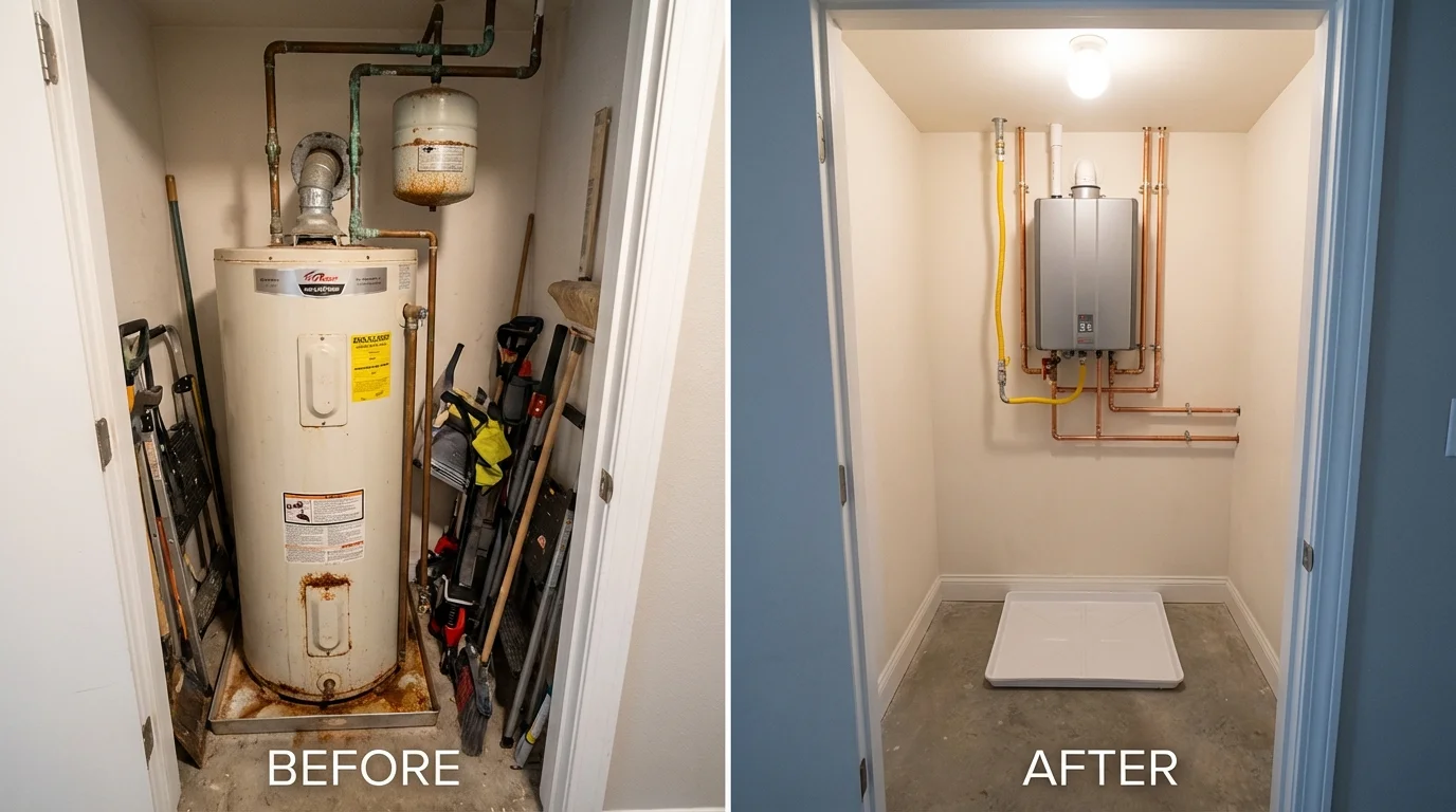Tank water heater versus wall-mounted tankless unit comparison for Macomb, IL homeowners